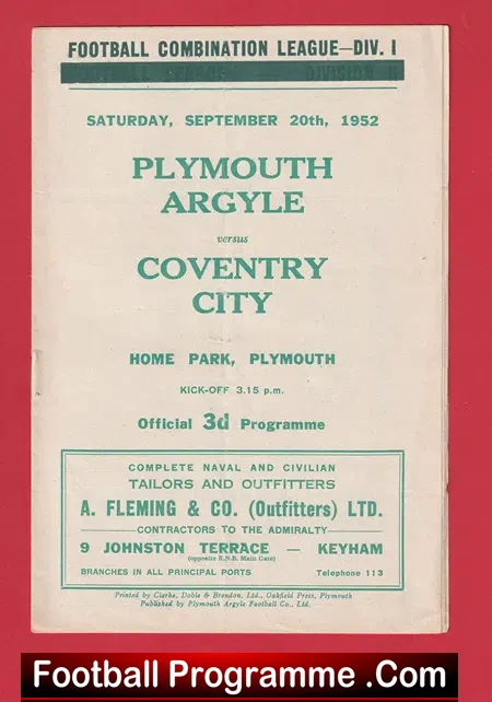 Plymouth Argyle v Coventry City 1952
