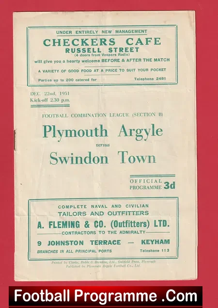 Plymouth Argyle v Swindon Town 1951