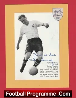 Preston North End Tom Finney SIGNED Football Picture 1950's - football memorabilia