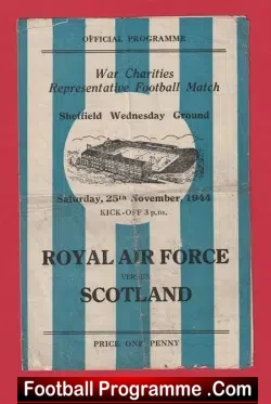 Royal Air Force v Scotland 1944 - RAF War Time + Matt Busby - football programme
