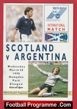 Scotland v Argentina 1990 - Hampden Park - football programme