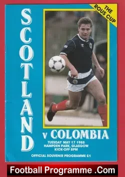 Scotland v Columbia 1988 - Glasgow Rous Cup - football programme