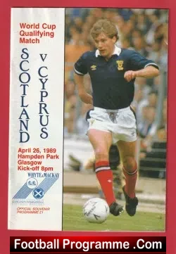Scotland v Cyprus 1989 - Hampden Park Glasgow - football programme