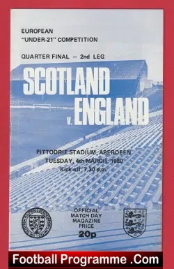 Scotland v England 1980 – U21 Under 21 at Aberdeen