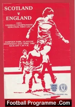 Scotland v England 1982 - Under 21 at Hampden Park - football programme