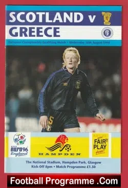 Scotland v Greece 1995 - Hampden Park - football programme