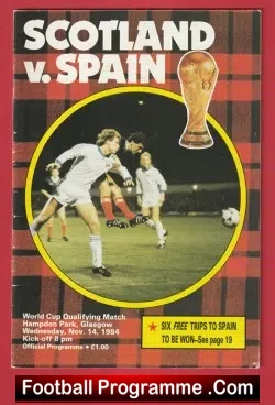 Scotland v Spain 1984 - Hampden Park Glasgow - football programme
