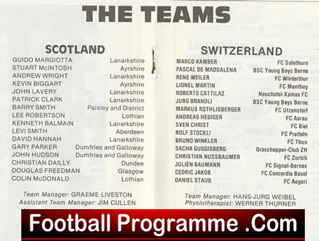 Scotland v Switzerland 1990 - Under 16 at Dumfries