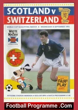 Scotland v Switzerland 1993 - Hampden Park - football programme
