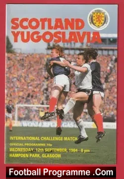 Scotland v Yugoslavia 1984 - Hampden Park - football programme