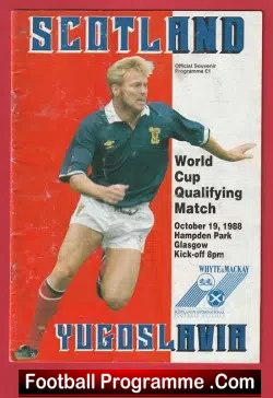 Scotland v Yugoslavia 1988 - World Cup Hampden Park - football programme