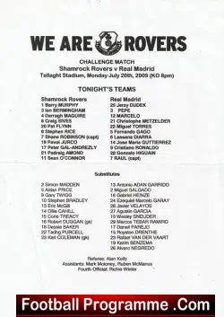 Shamrock Rovers v Real Madrid 2009 - Ronaldo Debut 1st First - football programme