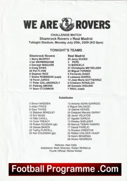 Shamrock Rovers v Real Madrid 2009 - Debut Ronaldo 1st First - football programme