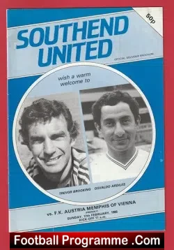 Southend United v Austria Memphis 1985 - Brooking + Ardiles - football programme