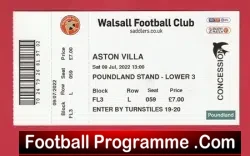 Walsall v Aston Villa 2022 – Pre Season Football Ticket