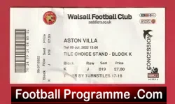 Walsall v Aston Villa 2022 – Pre Season Football Ticket