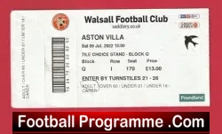 Walsall v Aston Villa 2022 – Pre Season Football Ticket