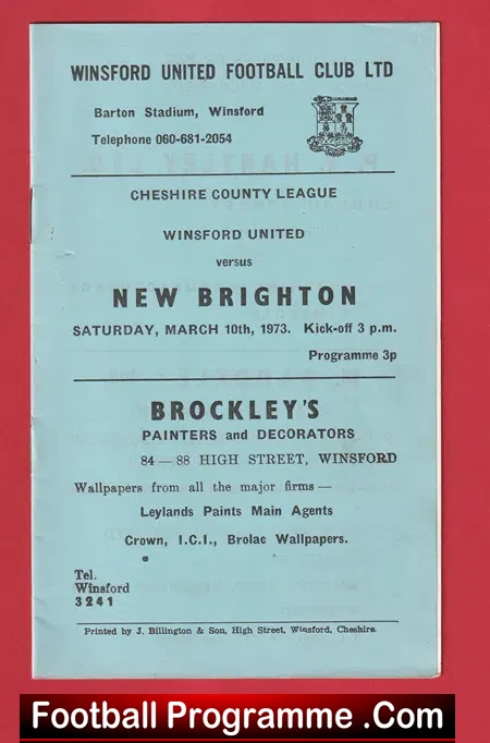 Winsford United v New Brighton 1973
