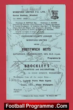 Winsford United v Prestwich Hays 1975 – Multi Autographed SIGNED