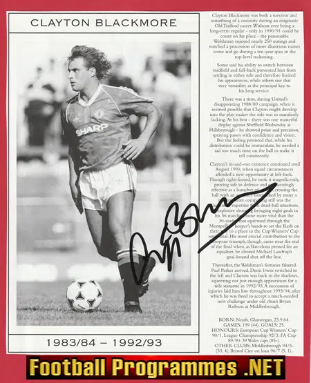 Manchester United Clayton Blackmore Signed Magazine Picture