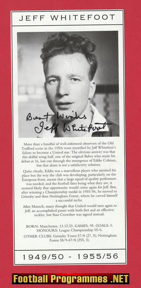 Manchester United Jeff Whitefoot Signed Magazine Picture 1950s