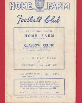Home Farm v Glasgow Celtic 1954 – Irish Football Programme 50s