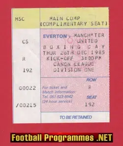 Everton v Manchester United 1985 - Football Ticket