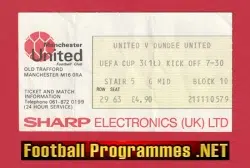 Manchester United v Dundee United 1984 - Football Ticket