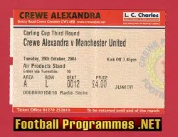 Crewe Alexandra v Manchester United 2004 - Match Ticket