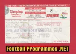 Southampton v Manchester United 1994 - Football Ticket