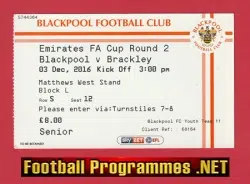 Blackpool v Manchester United 2016 - Match Ticket