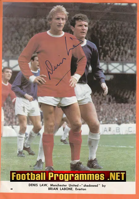 Manchester United Denis Law SIGNED Autographed Picture 1970’s