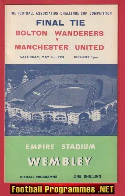 Manchester United v Bolton Wanderers 1958 - Final Reprint + Pics