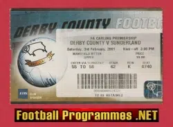 Derby County v Sunderland 2001 - Football Match Ticket