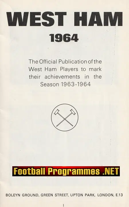 West Ham United Football Club Official Hanbook 1964