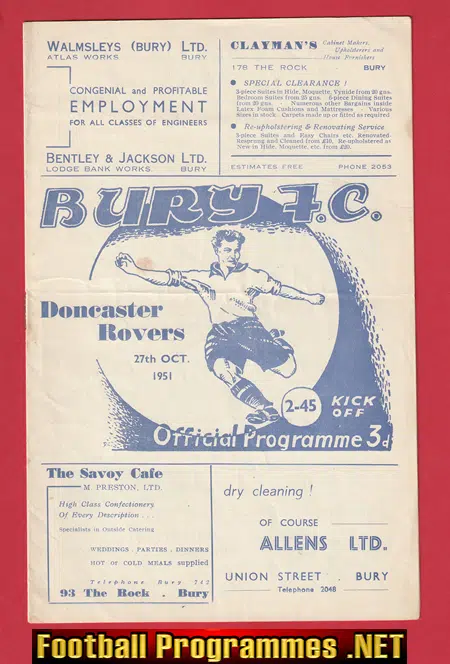 Bury v Doncaster Rovers 1951 – 1950s