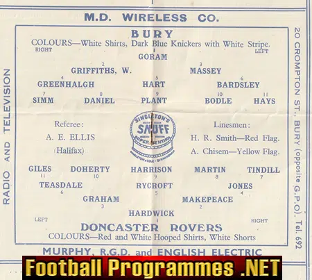 Bury v Doncaster Rovers 1951 - 1950s