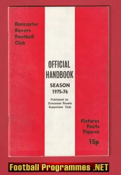 Doncaster Rovers Football Club Official Handbook 1975 - 1976 Sig