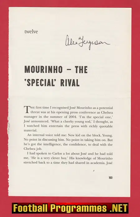 Manchester United Alex Ferguson Signed Autograph – Mourinho