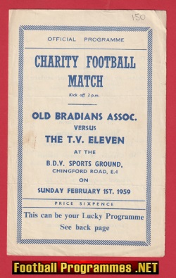 Old Bradians v TV Eleven 1959 – Charity Match Chingford SIGNED