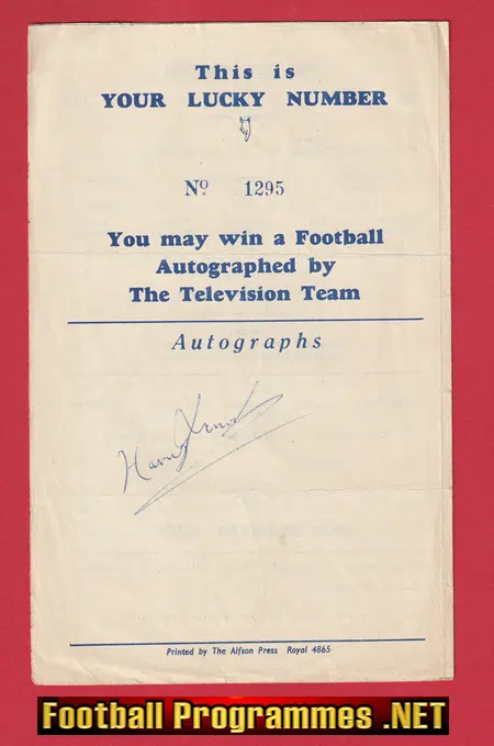 Old Bradians v TV Eleven 1959 - Charity Match Chingford SIGNED
