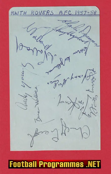Raith Rovers Football Club Multi Signed Sheet 1957 1958