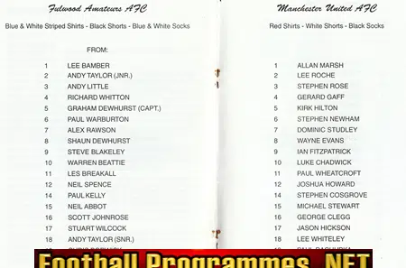 Fulwood v Manchester United 1997 - Friendly Match