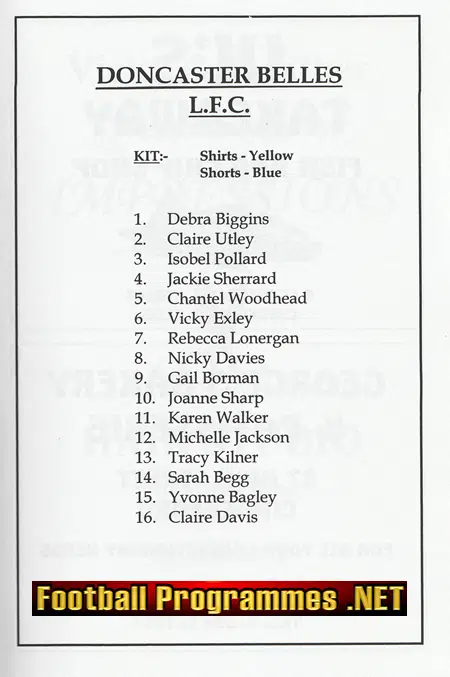 Cinderford Town Ladies v Doncaster Belles 1996 - Womens Football