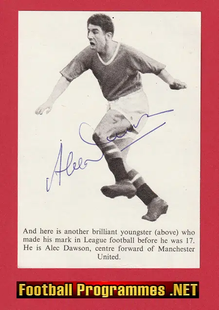 Manchester United Alec Dawson Autograph SIGNED 1960s