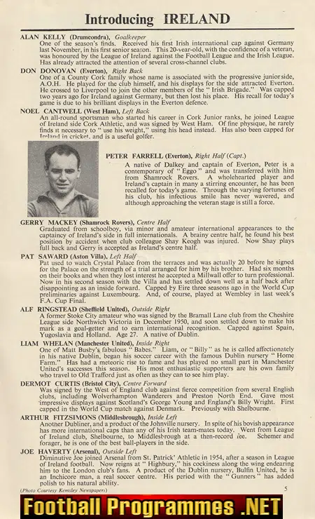 England v Ireland 1957 - Duncan Edwards Last International Game
