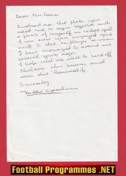 Manchester United Freddie Goodwin Signed Letter Man Utd 50s