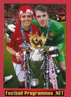 Manchester United David De Gea + Chicarito Autograph Signed