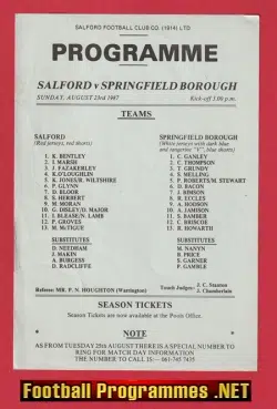 Salford Rugby v Springfield Borough 1987