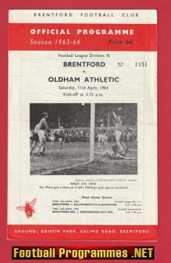 Brentford v Oldham Athletic 1964 – Multi Autographed SIGNED